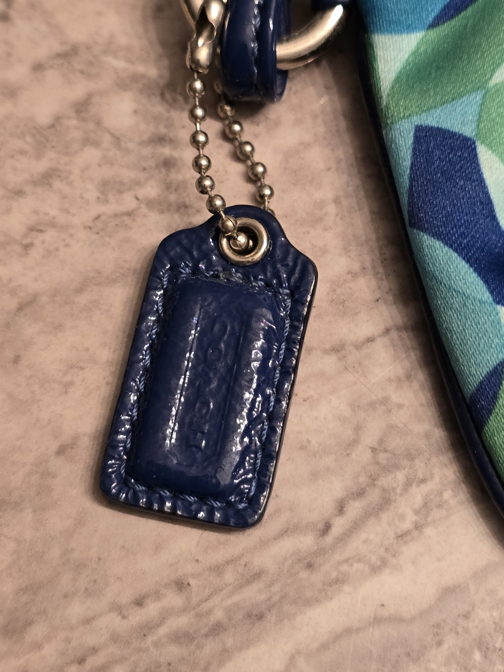 COACH Blue Geo Print Wristlet - Signature Leather Patch - Picture 4 of 9